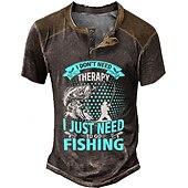お買い得  面白い言葉-メンズヘンリーショートスリーブグラフィックTシャツ &#039;私は治療が必要ない、ただ釣りに行きたいだけ&#039; 漁師Tシャツ