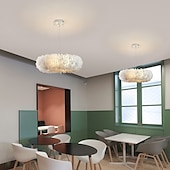 economico Luci a sospensione-lampadario a sospensione a led splendido extra large 50 cm lampada a sospensione bouquet di piume bianche a 6 luci romantico apparecchio di illuminazione montato per camera da letto ristorante