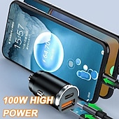 お買い得  車用充電器-seametal 100w 車の usb 充電器 スーパーチャージ usb-a usb-c シガーライターアダプタ hidden phone Charger for iphone huawei samsung