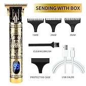 cheap Hair Removal-Hair Clippers for Men oupool Professional Cordless Hair Trimmer - Electric T-Blade Beard Trimmer Shaver Edgers Zero Gapped Mens Grooming Kit Rechargeable LCD Hair Cutting Kit - Gifts for Men(Gold)