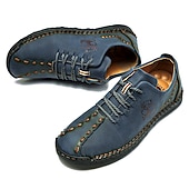 abordables Baskets-chaussures décontractées à lacets en similicuir vert pour hommes – coutures artisanales, coupe confortable et style vintage pour un usage quotidien