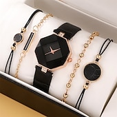 abordables Montres à quartz-5 pièces/ensemble montre pour femme ensemble de montre à quartz coréen décontracté pour femme