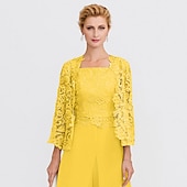 cheap Mother&#039;s Wraps-Mother&#039;s Wraps Bolero Coats / Jackets Elegant 3/4 Length Sleeve Floral Lace Wedding Guest Wraps With Lace For Fall Wedding Event Formal Party Spring &amp; Summer Only Wraps dress to impress 2025