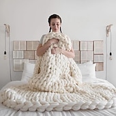economico Coperte da letto-coperta in maglia spessa coperta in lana super spessa tessuta a mano coperta per divano coperta per maglieria coperta in filo spesso