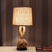 cheap Table&amp;Floor Lamp-Table Lamp Decorative Rustic / Lodge / Nordic Style LED power supply For Bedroom / Study Room / Office 220-240V Linen