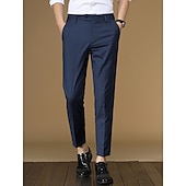 preiswerte Schlank-Herren Anzughosen Karottenhose Hose Hosen Anzughose Tasche Glatt Anti-Falten Atmungsaktiv Knöchellänge Hochzeit Geschäft Casual Modisch Ausgefallene Dünn Schwarz Rosa Mikro-elastisch