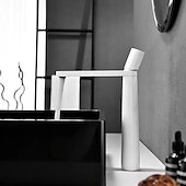 abordables Classiques-mitigeur lavabo haut, mitigeur lavabo monobloc monocommande monotrou montage sur gorge, avec flexible eau chaude et eau froide, robinets cuve en laiton