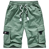 baratos Ar livre-Homens Shorts táticos Bermuda Cargo Shorts camuflados Shorts de verão Com Cordão Cintura elástica Côr Sólida camuflagem Ripstop Respirável Preto Verde Tropa