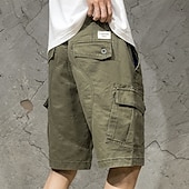 baratos Clássico-Homens Bermuda Cargo Calção Shorts de verão Com Cordão Cintura elástica Bolso multi Tecido Vestível Curto Ao ar livre Casual Diário Moda Designer Preto Verde Tropa