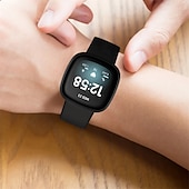 baratos Pulseiras de relógio Fitbit-2 por Pacote Pulseira de Smartwatch Compatível com Fitbit Versa 3 Sense Silicone macio Relógio inteligente Alça Ajustável Loop Solo Mulheres Homens Pulseira Esportiva Substituição Pulseira
