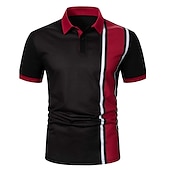 preiswerte Klassisches Poloshirt für Herren-Herren Poloshirt Golfhemd Casual Festtage Klassisch Kurzarm Modisch Basic Farbblock Taste Sommer Regular Fit Weiß Rot Schwarz-Weiß Poloshirt