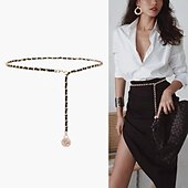 economico cintura-Per donna Cintura Web Catene in metallo Secchio di metallo Cord Wowen Informale Da cerimonia Feste Ufficio Nero