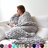 economico Coperte da letto-coperta in maglia spessa coperta in lana super spessa tessuta a mano coperta per divano coperta per maglieria coperta in filo spesso