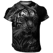 Men's Graphic Animal Tiger T Shirt Short Sleeve T shirt 3D Print Crew Neck Shirt Vintage Fashion Designer Outdoor Daily Sports Blue Orange Green Spring & Summer Clothing Apparel S M L XL 2XL 3XL 9
