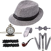 ieftine Accesorii și altele-Anii 1920 Ținute Set accesorii Bărbați Halloween Petrecerea Burlăcițelor Festival Cravată Pălărie Toate Sezoanele