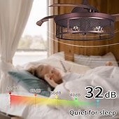 baratos Candeeiros Ventoinhas de Teto-Ventiladores de teto com luzes 5 luzes 19,5&quot; reguláveis design retro luzes de teto estilo artístico de metal estilo moderno novidade acabamentos pintados preto 85-265v