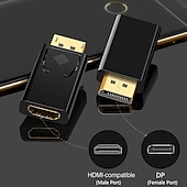 abordables Cables-4k displayport a convertidor de adaptador compatible con hdmi display port macho mini dp a hembra hd tv cable adaptar video para pc tv cable