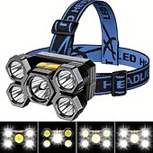 Недорогие Фары головного света-USB перезаряжаемый 5 светодиодный налобный фонарь 4 режима работы головной водонепроницаемый фонарь для кемпинга, рыбалки, бега, езды