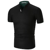 お買い得  メンズ クラシックポロ-男性用 ポロシャツ ゴルフシャツ カジュアル 日常 カラー スタンド 半袖 ベーシック 純色 シンプル 夏 スリムフィット ブラック ホワイト ルビーレッド グリーン グレー ポロシャツ