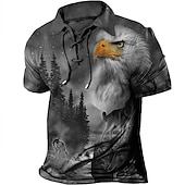 preiswerte Poloshirt mit Animalprint für Herren-Herren Baum Grafik-Drucke Adler Poloshirt Golfhemd Kurzarm Hemd Umlegekragen Outdoor Strasse Hellgrün Rote Blau Purpur Grün Kordelzug Bedruckt Bekleidung Sport Modisch Strassenmode Designer