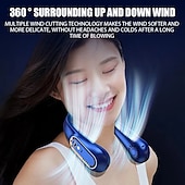 cheap Fans-Bladeless Neckband Air Cooler – USB Rechargeable Hanging Fan with Digital Display for Portable Summer Cooling