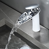 economico Classici-rubinetto miscelatore lavabo bagno a cascata, rubinetti monocomando per lavabo monocomando con tubo flessibile acqua calda e fredda rubinetto monoblocco in ottone per vasca da incasso