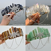 お買い得  贈り物-自然石クリスタル電気メッキ黒電気メッキカラフルホワイトウィッカ魔女アクセサリーチェーンクラウンヘアバンドワルプルギスの夜のためのヴァレンタインデーギフト