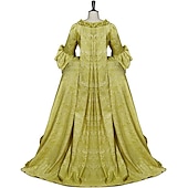 billiga Outfits-set med rokoko balklänning klänning blond barock peruk underkjol båge kjol krinolin 3 st kläder retro vintage viktoriansk renässans prinsessa kolonial balklänning dam cosplay kostym fest