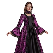 tanie Sukienki-kopciuszek vintage księżniczka sukienka z epoki kolonialnej rokoko wiktoriański vintage cosplay wydajność impreza halloween rękaw 3/4 maxi halloween
