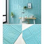cheap Brick&amp;Stone Wallpaper-Cool Wallpapers White Foam Wall Mural Wall Panel Peel and Stick Wall Sticker Floral Removable Wall Covering, PVC/Vinyl Material Self adhesive Wallpaper, Room Wallcovering for Home Decoration