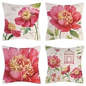 abordables style floral &amp; végétal-Fleurs double face taie d&#039;oreiller 4 pc doux décoratif carré taie d&#039;oreiller taie d&#039;oreiller pour chambre salon canapé canapé chaise