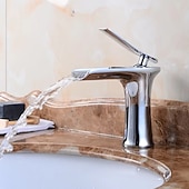 cheap Classical-Waterfall Bathroom Sink Mixer Faucet 4.7&quot; Spout, Mono Wash Basin Single Handle Basin Taps Washroom with Hot and Cold Hose, Monobloc Vessel Water Brass Tap Deck Mounted