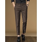 preiswerte Schlank-Herren Anzughosen Karottenhose Hose Hosen Anzughose Tasche Glatt Anti-Falten Atmungsaktiv Knöchellänge Hochzeit Geschäft Casual Modisch Ausgefallene Dünn Schwarz Rosa Mikro-elastisch