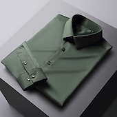 ieftine cămăși pentru bărbați fără călcat-Bărbați Cămașă de Costum Cămașă fără călcat Culoare solidă / simplă Nuntă Birou și carieră Albastru Deschis Negru Alb Albastru Marin Închis Manșon Lung Răsfrânt Primavara vara Îmbrăcăminte