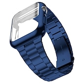 baratos Pulseiras de Apple Watch-Compatível com Pulseira Apple Watch 38mm 40mm 41mm 42mm 44mm 45mm 49mm com caixa Antichoque Aço Inoxidável pulseira de substituição para iwatch Ultra 2 Series 9 8 7 SE 6 5 4 3 2 1
