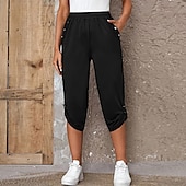 abordables Bermuda-Femme short capri Mode Mollet Plein Poches latérales Confort Micro-élastique Casual Quotidien Noir Vin Bleu Kaki Standard