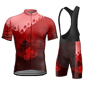 halpa Miesten vaatesarjat-Miesten Pyöräily jersey ja haalarishortsit Lyhythihainen Maastopyöräily Maantiepyöräily Kesä Sininen Keltainen Rubiini Kuvitettu Hauska Pyörä 3D alusta Nopea kuivuminen Takatasku Kosteuden siirtäv