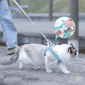 お買い得  犬用首輪＆ハーネス＆リード-ペットハーネス &amp; この猫用リーシュ通気性反射マルチカラー デザイン ハーネスであなたの猫を保護します。