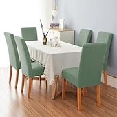 abordables Funda para silla de comedor-Funda elástica para silla de comedor, 6 piezas, para mascotas, con respaldo alto, de licra, color burdeos y rojo, con protector inferior elástico para comedor, ceremonia de boda, duradera, lavable