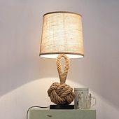 cheap Table&amp;Floor Lamp-Table Lamp Decorative Rustic / Lodge / Nordic Style LED power supply For Bedroom / Study Room / Office 220-240V Linen