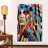 halpa Ihmisiä kuvaavat taulut-Hang-Painted öljymaalaus Maalattu - Abstrakti Ihmiset Klassinen Moderni Ilman Inner Frame / Valssatut kankaat