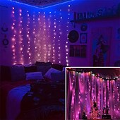 abordables Alimentado por USB-Luces de cortina de ventana de cambio de color 3M x 3M luces colgantes LED alimentadas por USB con control remoto para dormitorio bodas y decoración de paredes - 16 colores
