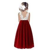 preiswerte Kleider für die Blumenmädchen-Blumenmädchenkleid Mädchen Party Kleid Leistung Hochzeit Party Prinzessin Süß Gitter Feste Farbe Ärmellos Rundhalsausschnitt Weiß Rosa 2-12 Jahre