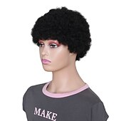 economico Parrucche di capelli veri senza cuffia-parrucca di capelli umani remy afro riccio parte laterale naturale designer parrucca afro-americana senza cappuccio capelli cinesi delle donne nero 6 pollici da sera da sera festa / serata