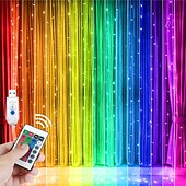abordables Alimentado por USB-Luces de cortina de ventana de cambio de color 3M x 3M luces colgantes LED alimentadas por USB con control remoto para dormitorio bodas y decoración de paredes - 16 colores