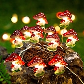 economico Striscie luci a batteria-Decorazione A Fungo Cottagecore Per La Camera Da Letto Con Luci A Forma Di Fungo Alimentate A Batteria Lampadario A Fungo Per Camera Da Letto Dormitorio Festa Di Natale Matrimonio Patio Decorazione