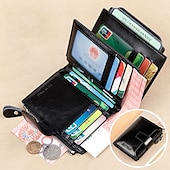 levne pouzdra a pouzdra na karty-RFID pánská kožená peněženka vintage luxusní krátká štíhlá pánská peněženka s klipem na peníze kreditní karty