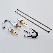 お買い得  2ハンドル混合栓-広く普及している浴室のシンクの混合栓、3 穴 2 つのクリスタル ハンドル、ホット ホースとコールド ホースが取り付けられた伝統的な洗面器の蛇口、容器の水栓
