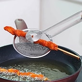 cheap Kitchen Utensils &amp; Gadgets-Kitchen 2 In 1 Stainless Steel Fine Mesh Filter Forceps Oil Scoop Oil Filter Filter Clip Filter Clip Fried Food Kitchen Tools