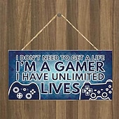 Недорогие таблички из дерева на стену-1 шт. настенная подвеска для игр, табличка с игровым рисунком, аксессуары для декора, для зоомагазина, кафе, декор комнаты, предметы домашнего обихода 4 &#039;&#039;x 8&#039;&#039; (10 см x 20 см)